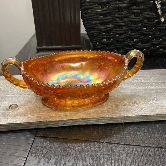 Vintage Imperial Glass Star & File Marigold Sawtooth Bowl! - Picture 5 of 7